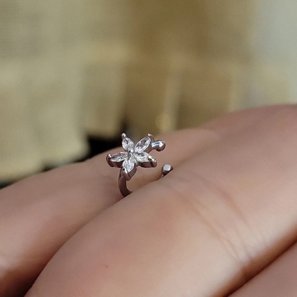 Crystal Flower Ear Cuff, Choice Of Color - Picture 2 of 7